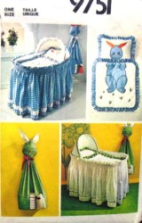 9751 1980 BABY BASKET SKIRT,LINER,STACKER,LINENS PATTERN